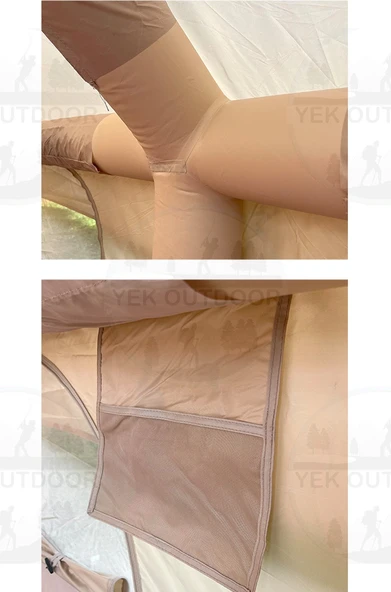 Yek Outdoor 420D Oxford 6 Kişilik 4 Mevsim Soba Çıkışlı Şişme Kamp Çadırı – Pompalı, 210x300x190 cm - 10