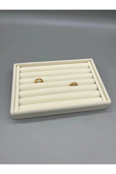 Süet Kumaş Krem Renk 22,5/14,5 Cm Sosisli Yüzük Standı ürün görseli