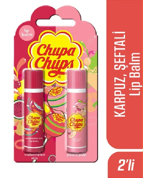 Chupa Chups Lip Balm Karpuz Şeftali Dudak Balmı 2 Li