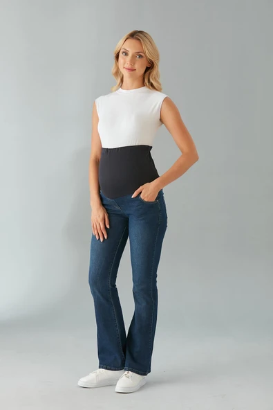 IŞŞIL 615-Hamile Karın Bandlı Lycra İspanyol Paça Kot Pantolon