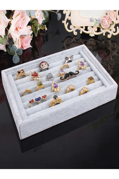 Süet Kumaş Gri Renk 22,5/14,5 Cm Sosis  Yüzük Standı