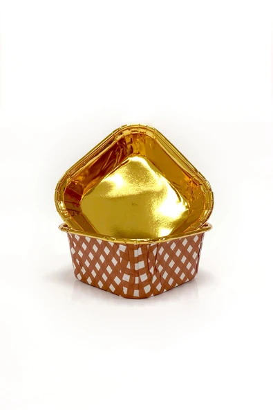 Dolphin Muffin Kek Kapsülü Kare Pötikare Kırmızı-Altın 25li ürün görseli