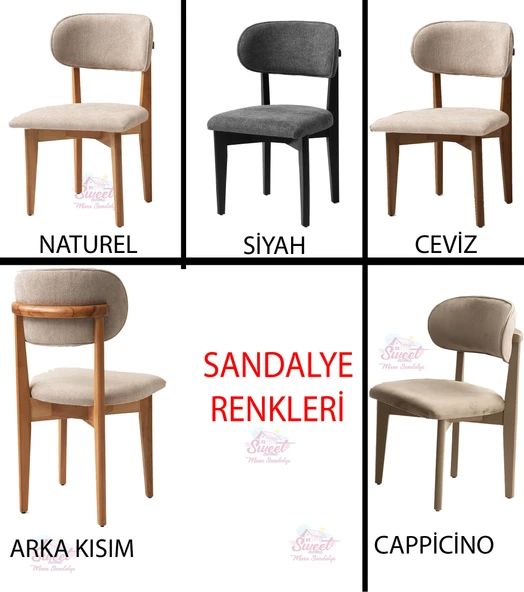 Orkide Sabit Oval Bohem Cappicino Yemek Masası Takımı Ahşap Nergis Sandalye (1 Masa 6 Sandalye ) - 5