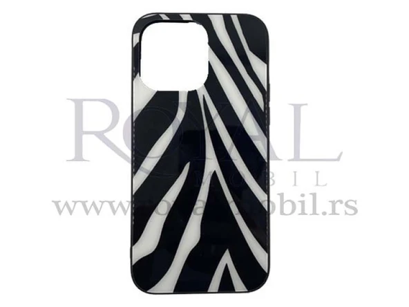 Apple iPhone 14 Kılıf Animals Glass Kapak Zebra ürün görseli 1