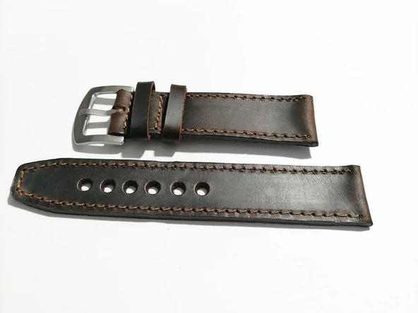 Fado&Her Saate Uyumlu Hakiki   Grizi Deri Saat  Kordonu 22  mm  (293) - Resim 4