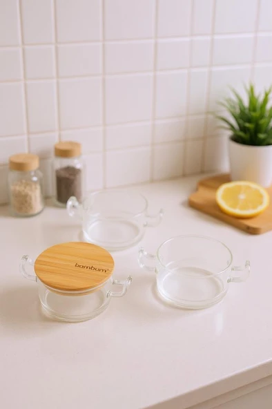 Bambum Modena - 3'lü Bambu Kapaklı Cam Saklama Kabı ürün görseli