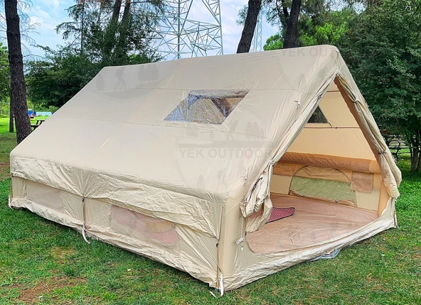 Yek Outdoor 420D Oxford 12 Kişilik 4 Mevsim Soba Çıkışlı Şişme Kamp Çadırı – Pompalı, 400x300x210 cm - 2