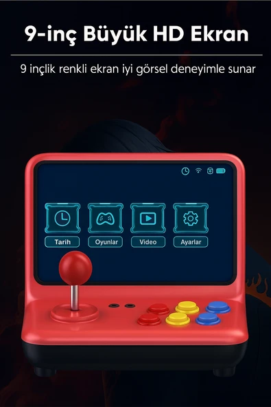 RETRO ARCADE Büyük ekran 9 Inch Joystick oyun konsolu klasik Retro    Arcade 20.000 Adet Oyun - 6