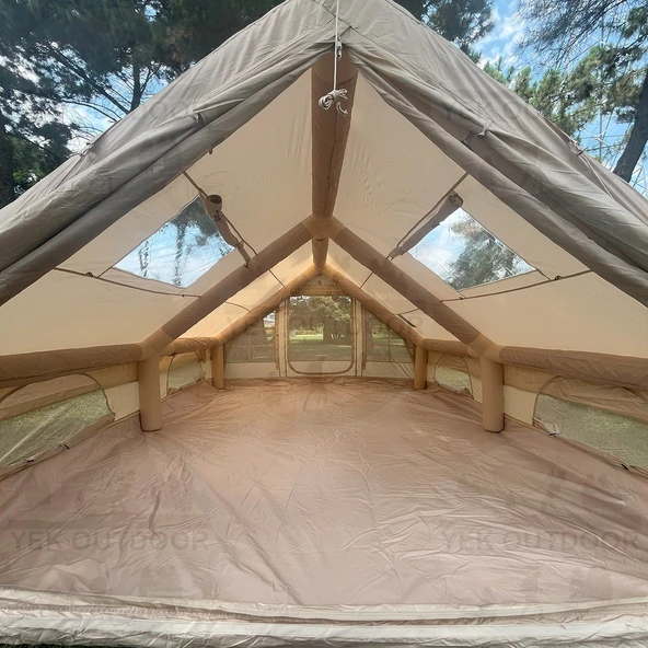Yek Outdoor 420D Oxford 12 Kişilik 4 Mevsim Soba Çıkışlı Şişme Kamp Çadırı – Pompalı, 400x300x210 cm - 5