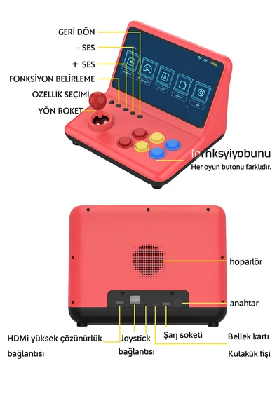 RETRO ARCADE Büyük ekran 9 Inch Joystick oyun konsolu klasik Retro    Arcade 20.000 Adet Oyun - 4