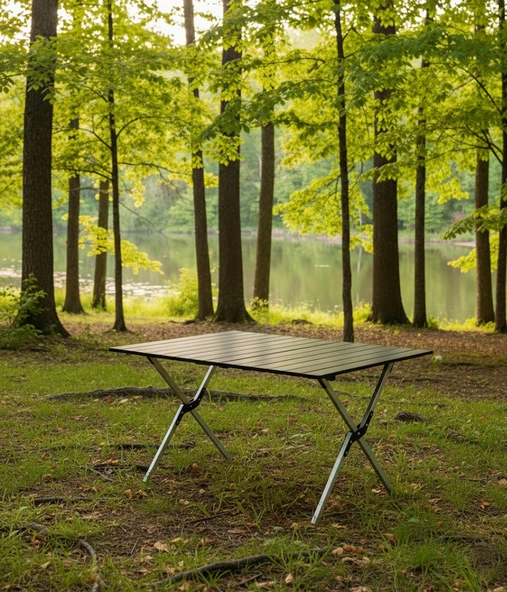 Yek Outdoor Portatif Alüminyum Kamp Masası Siyah 60x82x48cm - 7