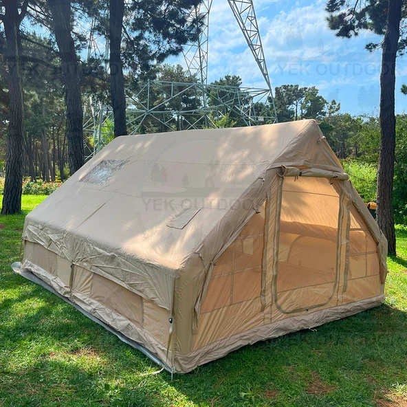 Yek Outdoor 420D Oxford 12 Kişilik 4 Mevsim Soba Çıkışlı Şişme Kamp Çadırı – Pompalı, 400x300x210 cm - 4