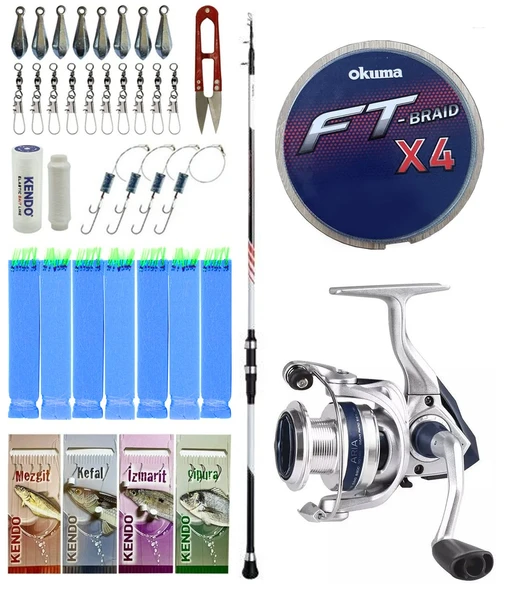 Yek Outdoor Tekne Olta Seti Shimano Kamış Vengeance AX Boat Tele 1,80m 150g 3pc&Okuma ARIA-6000a Olta Makinesi