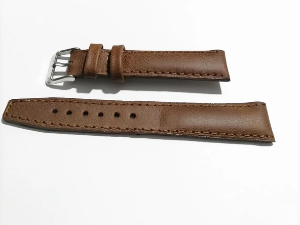 Fado&  Her Saate   Uyumlu  Hakiki  Deri   Saat Kordonu   18   mm   (288) kahve - Resim 2