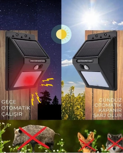 Domuz Kovucu Ayı Kovucu Işıklı Sesli Güneş Enerjili Sensörlü Solar Gece Gündüz Modlu 3'lü Karma Set - 3