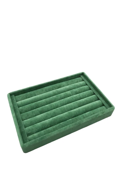 Süet Kumaş Yeşil Renk 22,5/14,5 cm Sosis Yüzük Standı - 2