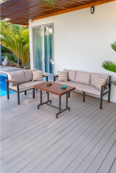 NEOKAS Bahce Mobilyası, Modern Balkon Mobilyası, Kafe Oturma Takımı, Teras Koltugu, Balkon Oturma Grubu, 2+3+M - Resim 2