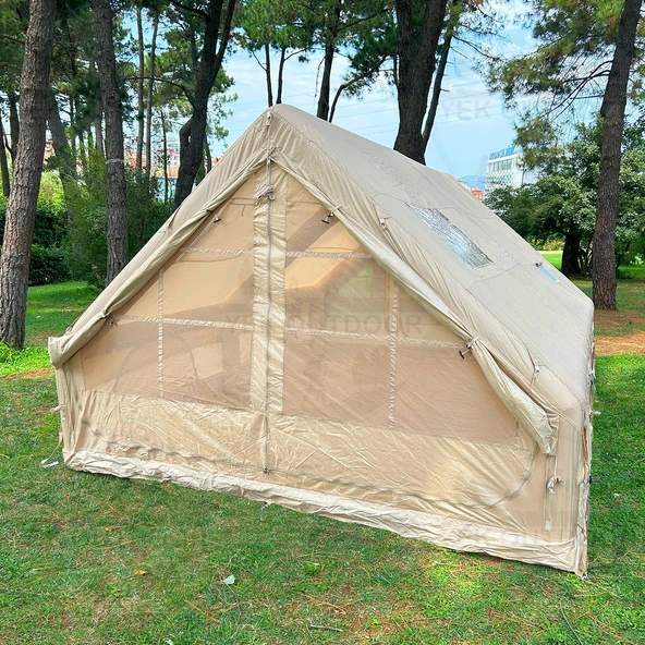 Yek Outdoor 420D Oxford 12 Kişilik 4 Mevsim Soba Çıkışlı Şişme Kamp Çadırı – Pompalı, 400x300x210 cm - 7