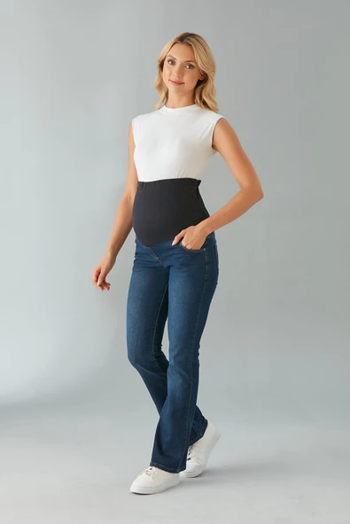 IŞŞIL 615-Hamile Karın Bandlı Lycra İspanyol Paça Kot Pantolon - 5