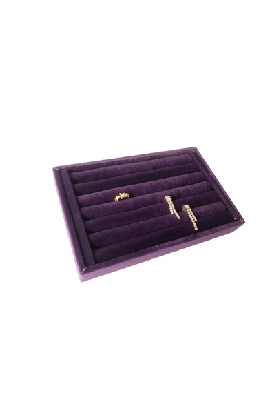 Süet Kumaş Mor Renk 22,5/14,5 Cm Sosisli Yüzük Standı ürün görseli