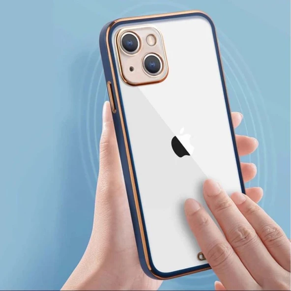 Apple iPhone 13 Kılıf Laser Line Silikon Kapak Mavi - Resim 2