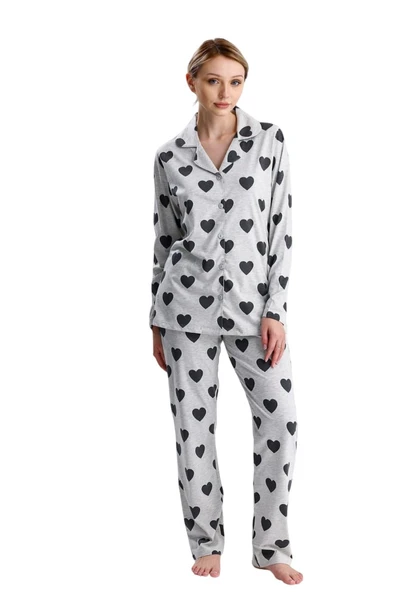 KALP DESEN PAMUK KADIN PİJAMA TAKIM ürün görseli