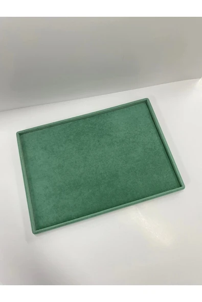 Süet Kumaş Yeşil Renk 34/24 Cm Takı Servis Sunum Tablası ürün görseli
