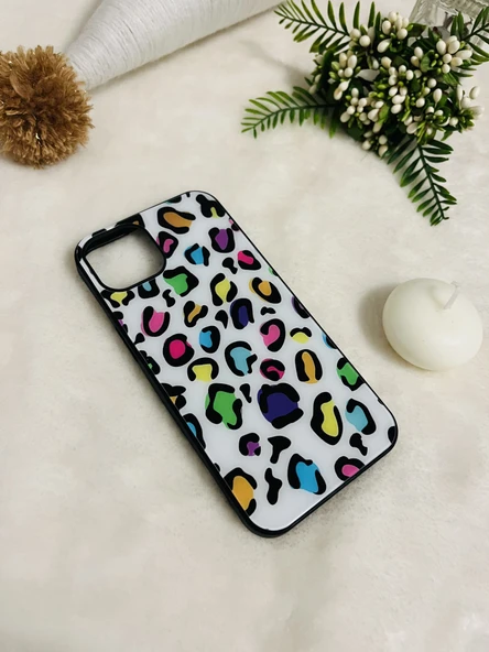Apple iPhone 13 Kılıf Animals Glass Kapak Rengarenk ürün görseli 1