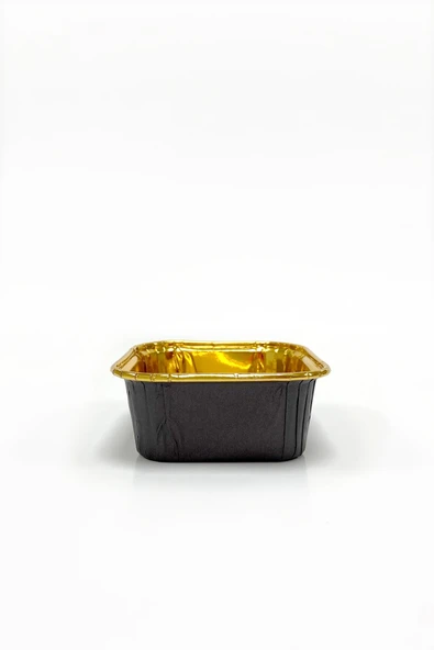 Dolphin Muffin Kek Kapsülü Kare Siyah-Altın 25li - Resim 2