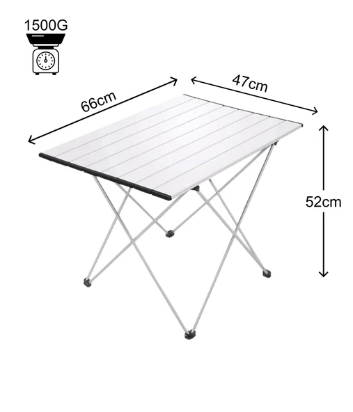 Yek Outdoor Portatif Alüminyum Katlanır Eko Kamp Masası Büyük 66x47x52cm Gri - 2