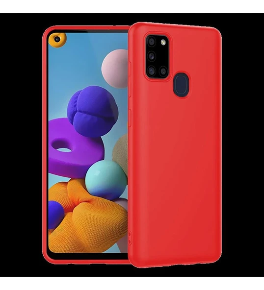 Samsung Galaxy A21S Kılıf Hopi Silikon Kapak Kırmızı ürün görseli 1