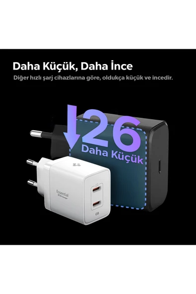 Spigen Essential Wall Charger 47W Usb-C Hızlı Şarj Adaptörü Beyaz-ACH08707 - 7