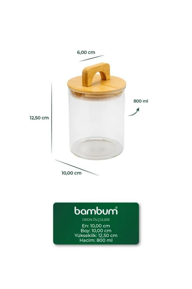 Bambum Ciri - Bambu Kapaklı Baharatlık 12 Cm - 4