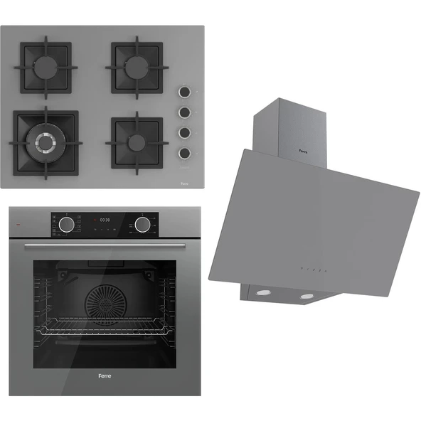 Ferre Flameart Sc Serisi Gri Set (SC408-WFA + XE63CPR +D079 ) - 65 Cm'lik Kare Döküm Izgara-Wok ürün görseli 1