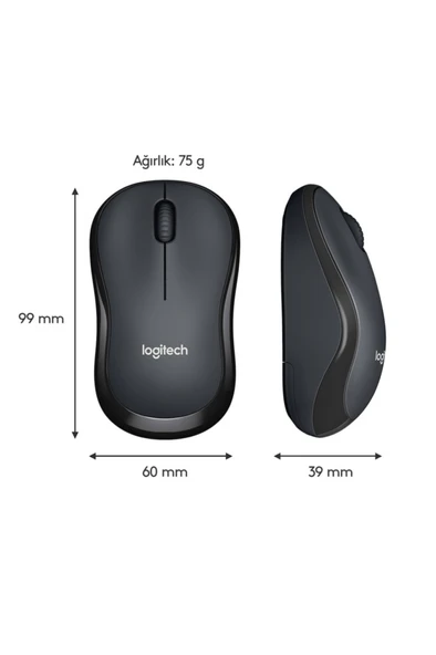 logitech B220 Sessiz Kompakt Kablosuz Mouse - Siyah - 8