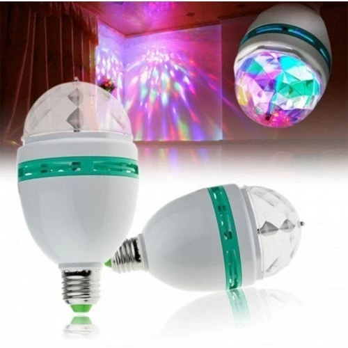 Disco Ampül Led Işıklı Döner Başlıklı Duy Hediyeli - 1