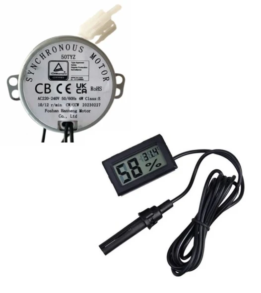 50 Tyz 10/12 Rpm Kuluçka Motoru Viyol Çevirme Ve Nem Ölçer - 1