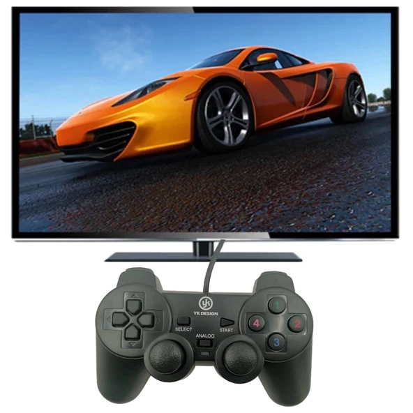 Çift Titreşimli Usb Kablolu Oyun Kolu Pc Uyumlu Vibration Gamepad - 2