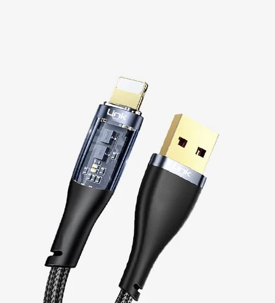 Şeffaf Uçlu İphone 45w Usb Hızlı Ve Dayanıklı Şarj Ve Data Işıklı Örgü Kablo 1 Metre - 4