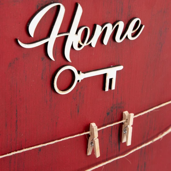 Dekoratif Home Keys Ahşap Resimlik Ve Notluk (kırmızı) - 2