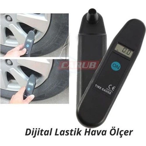 Carub Dijital Araba Lastik Hava Basınç Göstergeli Ölçer Alet - 1