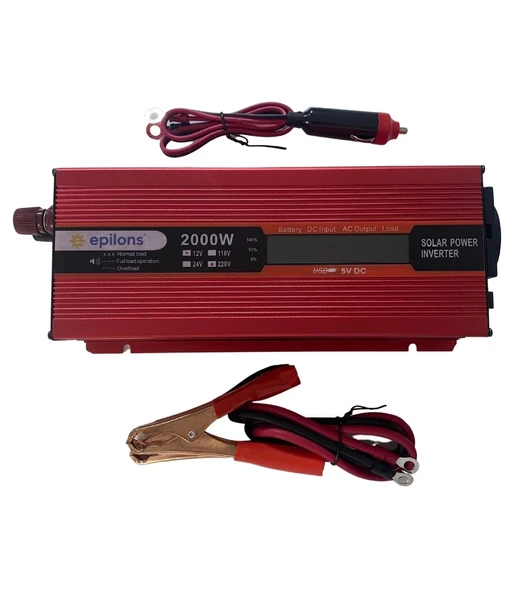 Epilons 12v 2000w Modifiye Sınus İnverter 220v Dijital Göstergeli- Taşınabilir Güç Kaynağı - 1