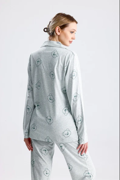 AYICIK DESEN PAMUK KADIN PİJAMA TAKIM - Resim 8