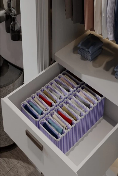 8 Bölmeli Dolap Ve Çekmece Içi Düzenleyici Akordiyon Organizer L-00517 (3 Adet) - 5