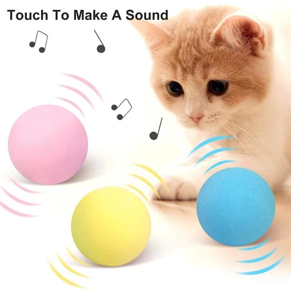 Sesli Ve Akıllı Kedi Oyuncak Topu - 50 Mm, Hayvan Sesli, Eğlenceli Kedi Oyuncağı - 1