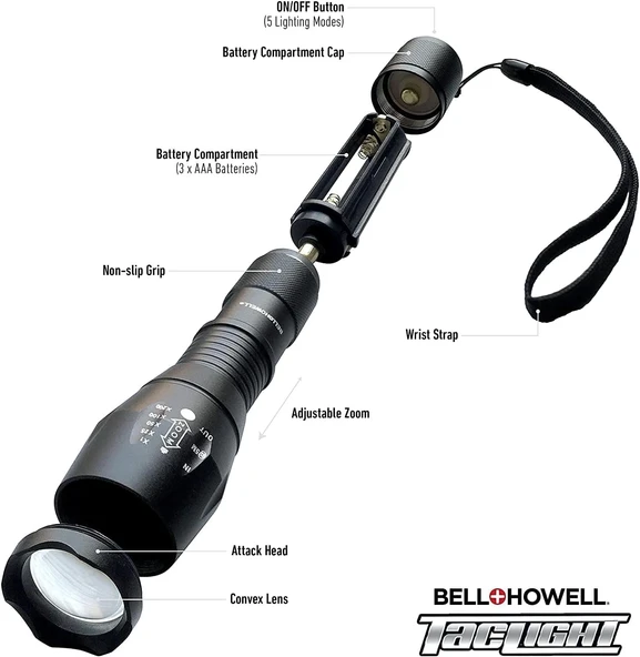 Pilli Parlak Led 5 Mod Ampul Suya Dayanıklı Mini El Feneri - 4