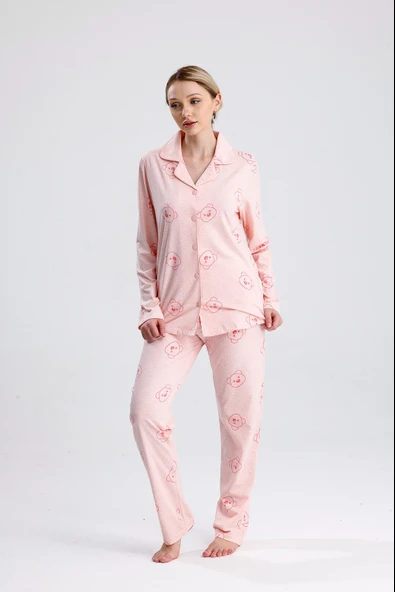 AYICIK DESEN PAMUK KADIN PİJAMA TAKIM - Resim 3