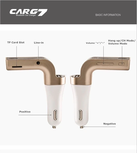Carg7 Bluetooth Araç Fm Transmitter Usb Girişli - 2