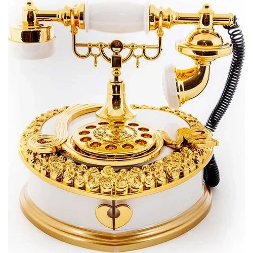 Nostaljik Polyester Telefon Müzik Ve Takı Mücevher Kutusu (beyaz) - 1