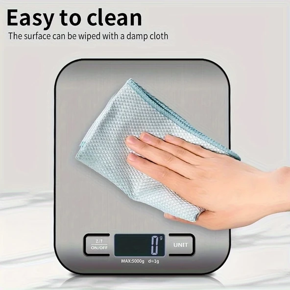 Dijital Mutfak Terazisi Paslanmaz Çelik Elektronik Lcd Ağırlık 5 Kg Ölçeklii Pişirme Ölçü Aleti - 6